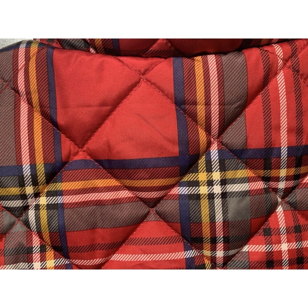 St John's Bay Cabin Barn Chore Vest Bright Brass Zip Plaid Quilted Mock Collar - Picture 16 of 16